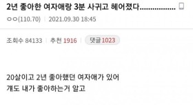 2년 짝사랑하고.. 3분만에 헤어진 사나이